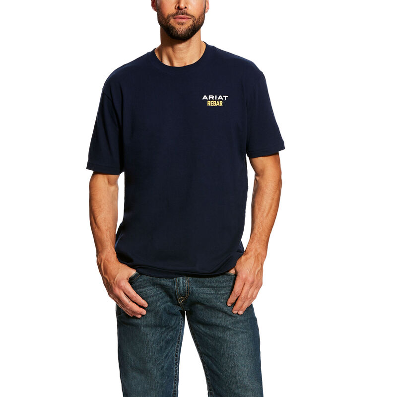 Ariat Work: Rebar Cotton Strong Logo Camisetas Hombre - Azul Marino (WYICJ2061)